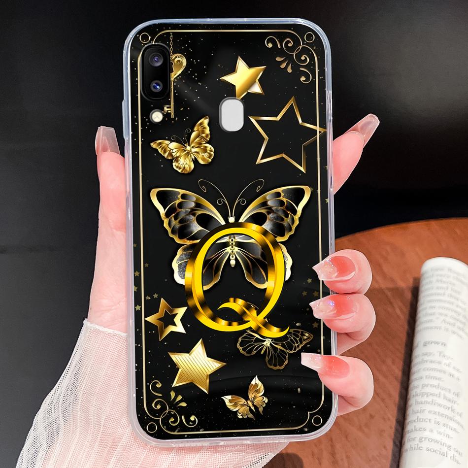 For Samsung Galaxy A20 A20S A21 A30 A30S Phone Case Butterfly Letters Soft TPU Clear Silicone Shell For Galaxy A 20 A 30 Housing