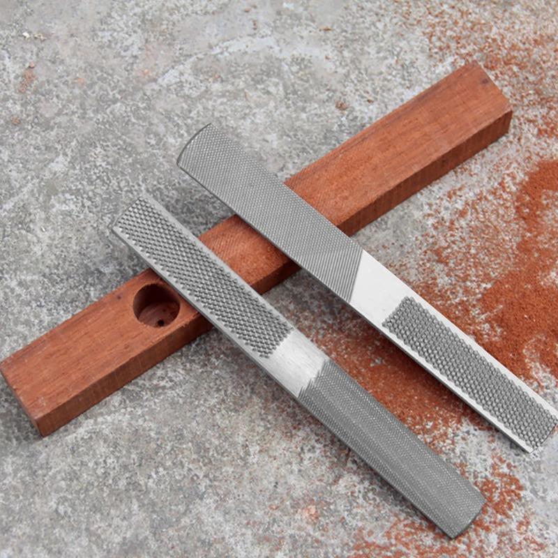 4-Way Wood Rasp File 2pcs Steel Hand File Durable Wood Rasp Set Half Round Flat and Needle Files Easy To Use for Metal Wood