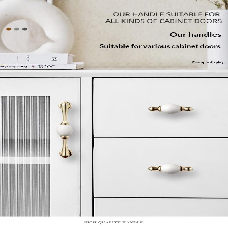 Modern Colored Ceramic Furniture Handle Golden Wardrobe Cabinet Handles Closet Door Knob Dressing Table And Drawer Pull Hardware