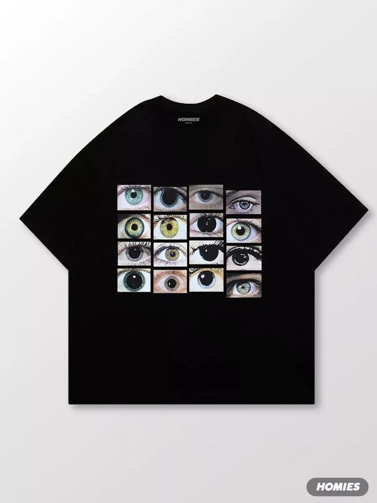 Oversized Cotton T-Shirt with y2k Print