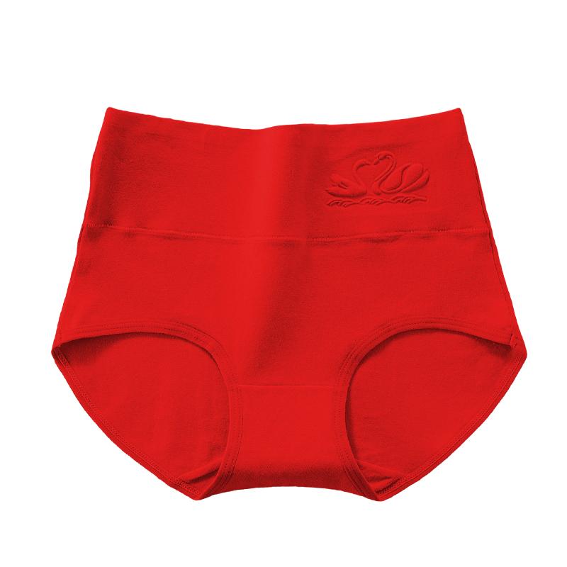 4Pcs Cotton Women Panties Good Luck Red Underwear Breathable Underpants Plus Size Panty High Waist Body Slimming Female Briefs