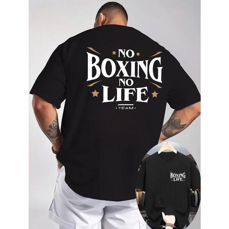 Мужская летняя футболка с принтом BOXING - Дышащая повседневная футболка с коротким рукавом с надписью BOXING, с круглым вырезом, подходит для спортзала, улицы и повседневной носки