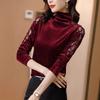 High-neck Gold Velvet Base Shirt for Women's New Autumn Long-sleeved Top T-shirt Versatile Black Outer Wear