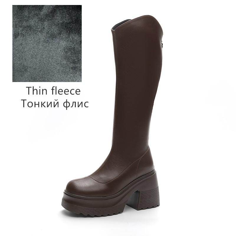 Модная обувь AIYUQI Ботильоны на высоком каблуке Женские Осень 2025 Новые Натуральная кожа Платформа Ботильоны Женские Обтягивающие ногу Каблук 10 см Высокие Женские Ботинки для верховой езды