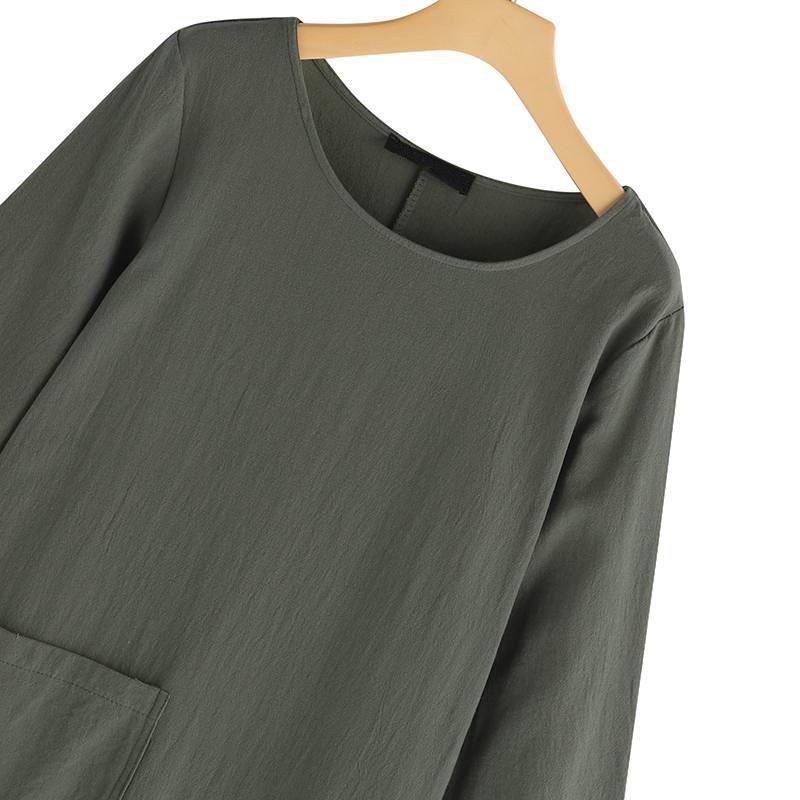 Spring and Autumn Women's Plus Size Dress Medium Long Literary Retro Long Sleeve Mor Dressi