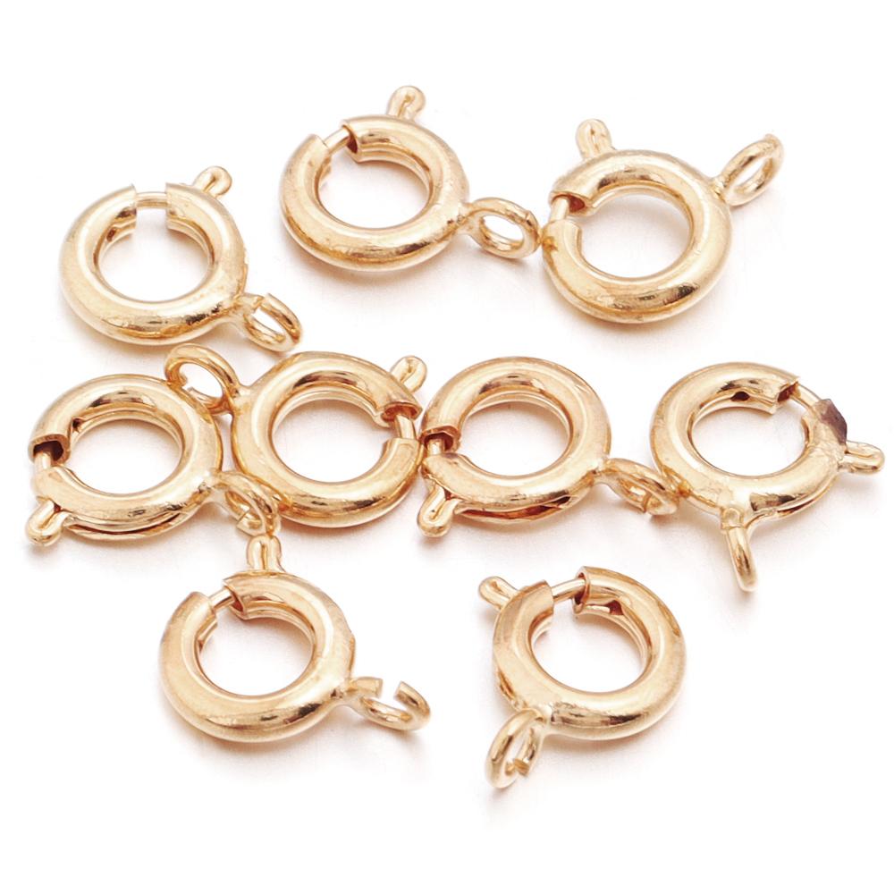 10pcs/lot Copper Round Spring Clasps Keychain Hooks Buckles End Connectors For Bracelet Necklace DIY Jewelry Making Accessories