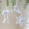 Flocking Christmas Hanging Pendants White Christmas Tree Ornament Xmas Ball  For Christmas