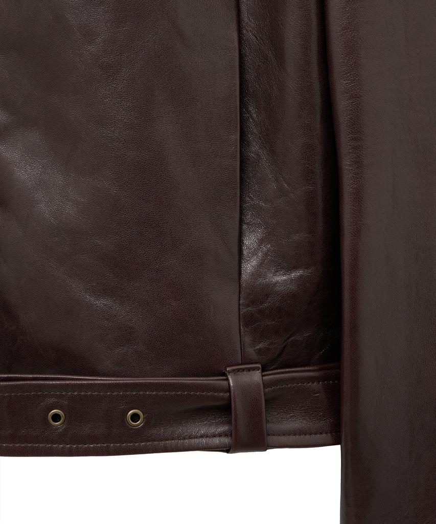 Noirer Lambs Leather Belted Crop Jacket (Burgundy)