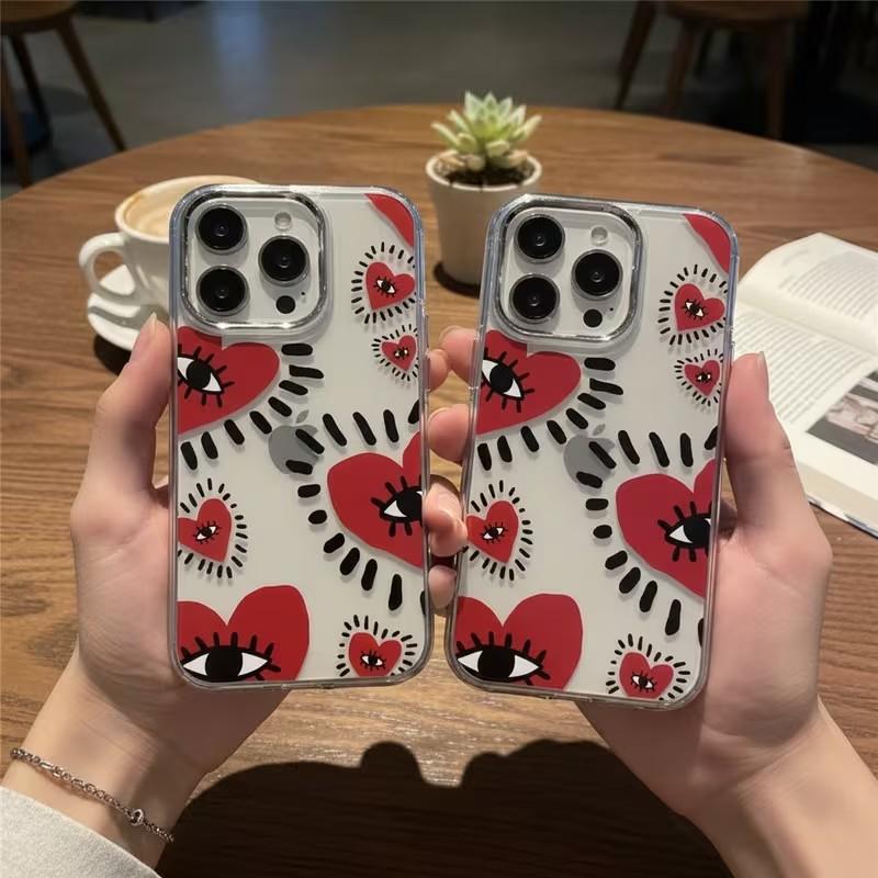 Чехол для телефона в форме сердца для Vivo Y400 Y39 Y29 Y04 Y38 Y28 Y19S Y03 Y78 Y36 Y17S Y100 Y75 Y22S 02 4G 5G Прозрачный Мягкий Чехол Рамка для Глаз
