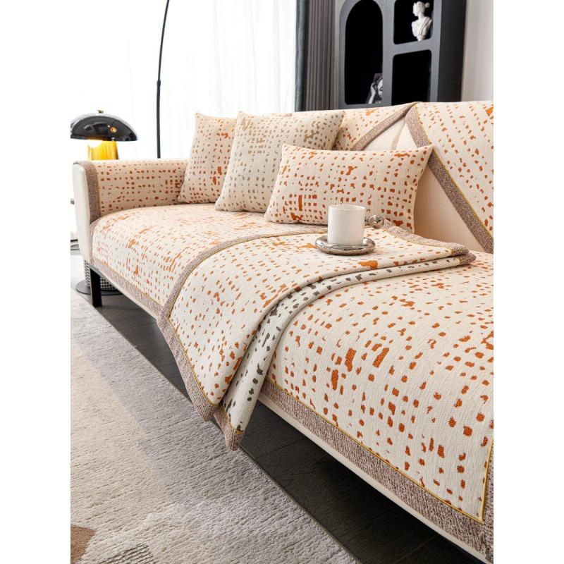 Легкая роскошная диванная подушка из синели, универсальные нескользящие подушки для сидений на четыре сезона, кожаный чехол для дивана, полностью покрытая тканью