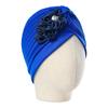 1PC Bandana Cap Fashion Solid Color Retro Elegant Rhinestoned Ethnic Elastic Headwraps Flower Turban Sunscreen Hijab