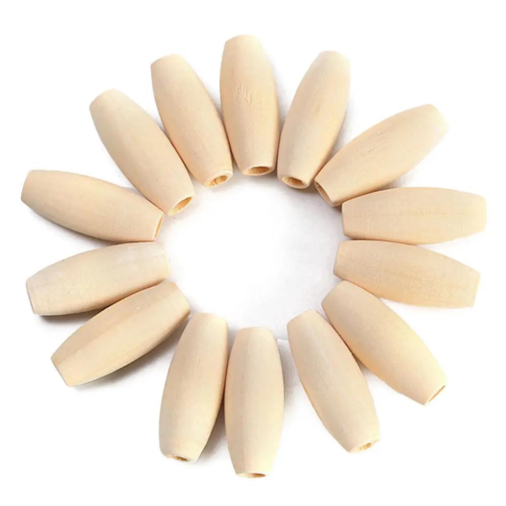 20 шт. Овальные бусины в форме тубы 29x12 мм, длинные, из натурального дерева, россыпью, для рукоделия, для поделок своими руками, для деревообработки, аксессуары для изготовления ювелирных изделий