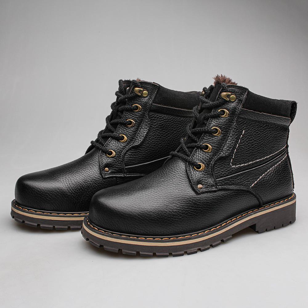 Мужские зимние ботинки из натуральной кожи. Теплые удобные зимние ботинки. Мужская зимняя обувь из натуральной кожи.