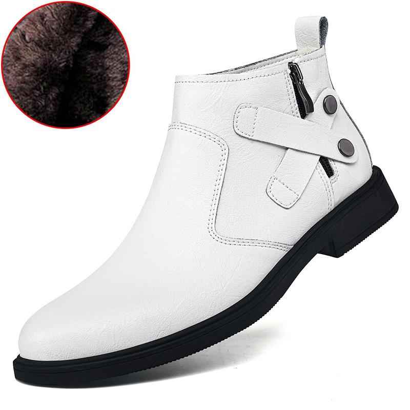 Осень-зима высококачественные мужские ботинки челси, роскошные брендовые белые джинсовые ботинки с боковой молнией, деловые формальные кожаные ботинки