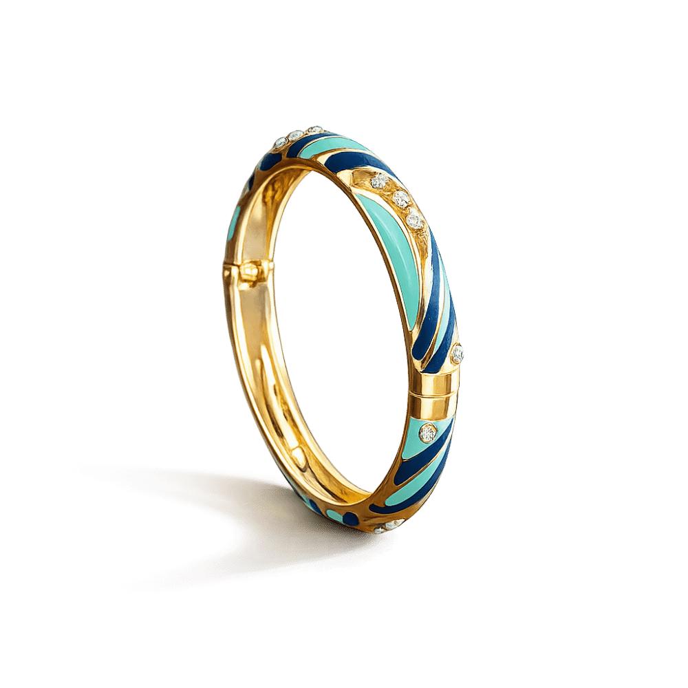 Colorful Enamel Cloisonne Bracelet Dainty Rhinestone Inlay Oil Dipping Cuff  Women