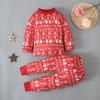 Рождественский пижамный комплект из 2 предметов в красную полосатую рубашку и брюки для малышей для детей 1–5 лет