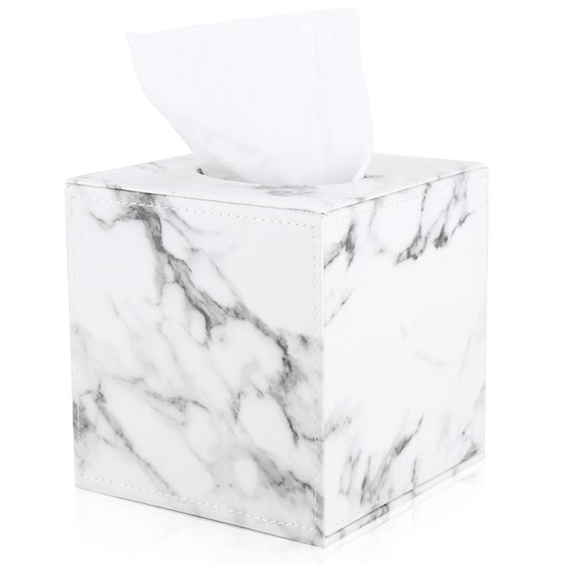 PU Leather Towel Box Marble Cube Toilet Paper Handle Towel Dispenser
