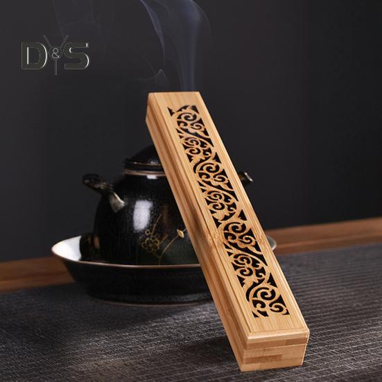 Бамбуковая шкатулка для благовоний в стиле ретро, резная подставка для благовоний, улавливатель пепла для медитации, сна, снятия стресса, декор для чайной комнаты