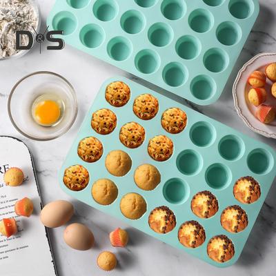 Силиконовая форма для кексов на 24 чашки, антипригарная форма для выпечки мини-яичных кексов, высокая термостойкость, легкое извлечение, универсальные мини-формы для кексов