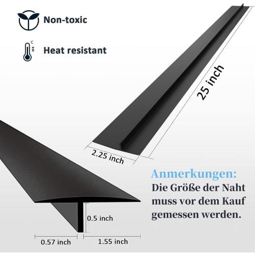 Silicone Stove Counter Gap Covers, Stovetop Covers, Long Gap Fillers for Kitchen Counters, Stoves, Ovens, and Washing Machines, 63cm Long, Two Black P