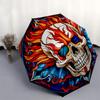 Flaming Skull Stained Wall ArtUmbrella, Portable 3-Fold Compact Umbrella,Christmas Gift ES655