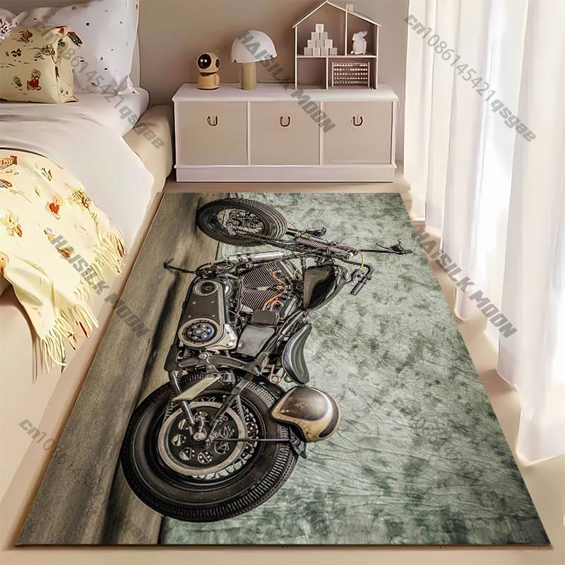 Vintage customized motorcycle design carpet Yoga living room room decor children's crawling mat doormat area rug