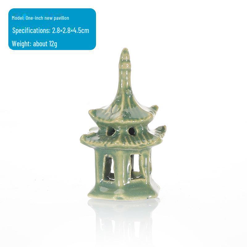 Ландшафтное оформление аквариума: Каменная скала и керамический павильон с водопоглощающим орнаментом для бонсай