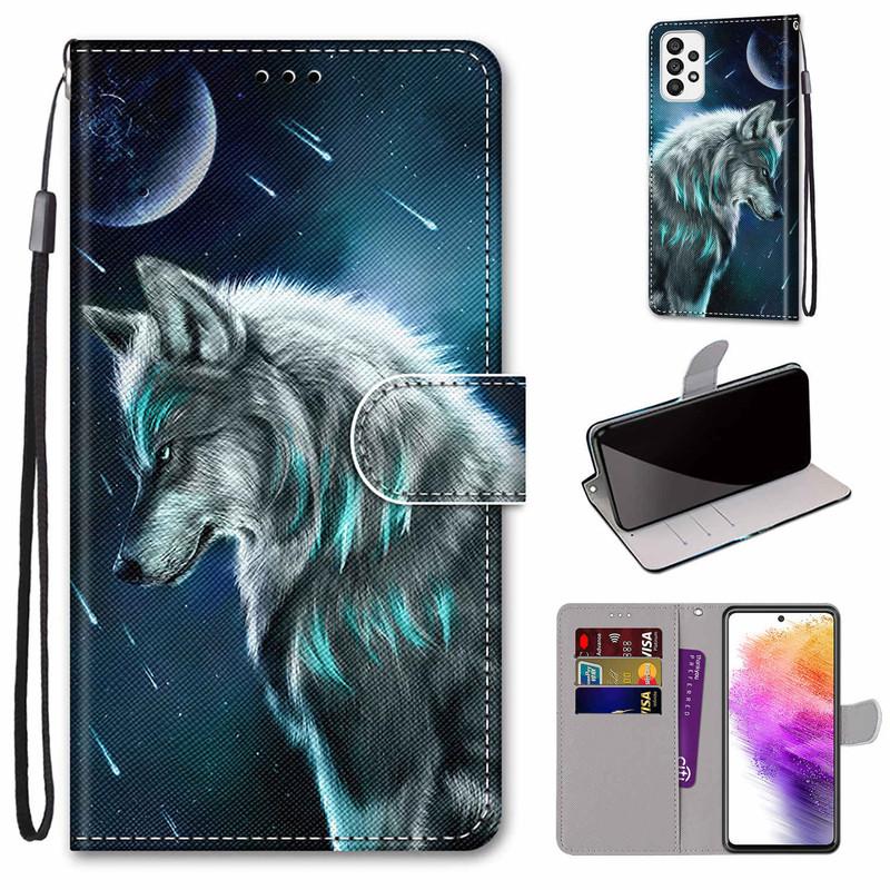 Для iPhone 15 14 13 Pro Max Samsung S23 S24 S22 Ultra A24 A25 A35 A55 A52 милый анималистичный узор PU кожаный чехол-книжка с отделениями для карт и подставкой для телефона