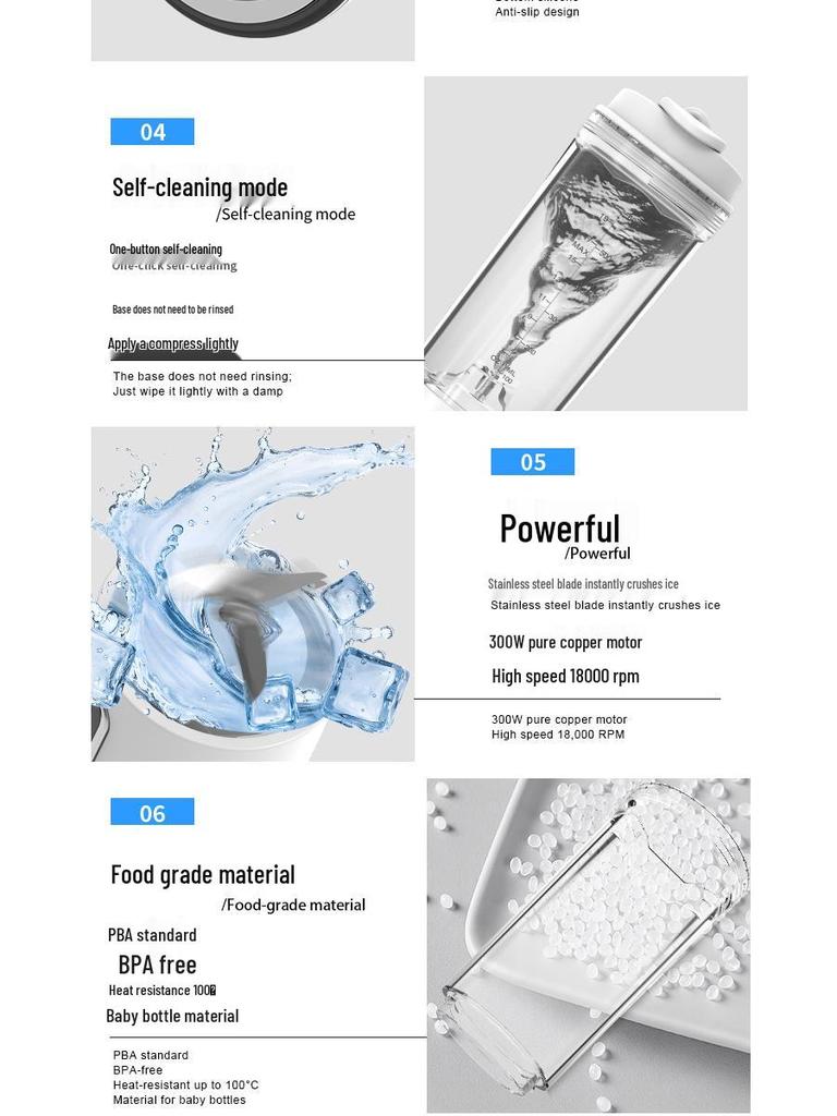 Портативный многофункциональный блендер и чаша для сока - 600 мл, обновленная соковыжималка для измельчения льда
