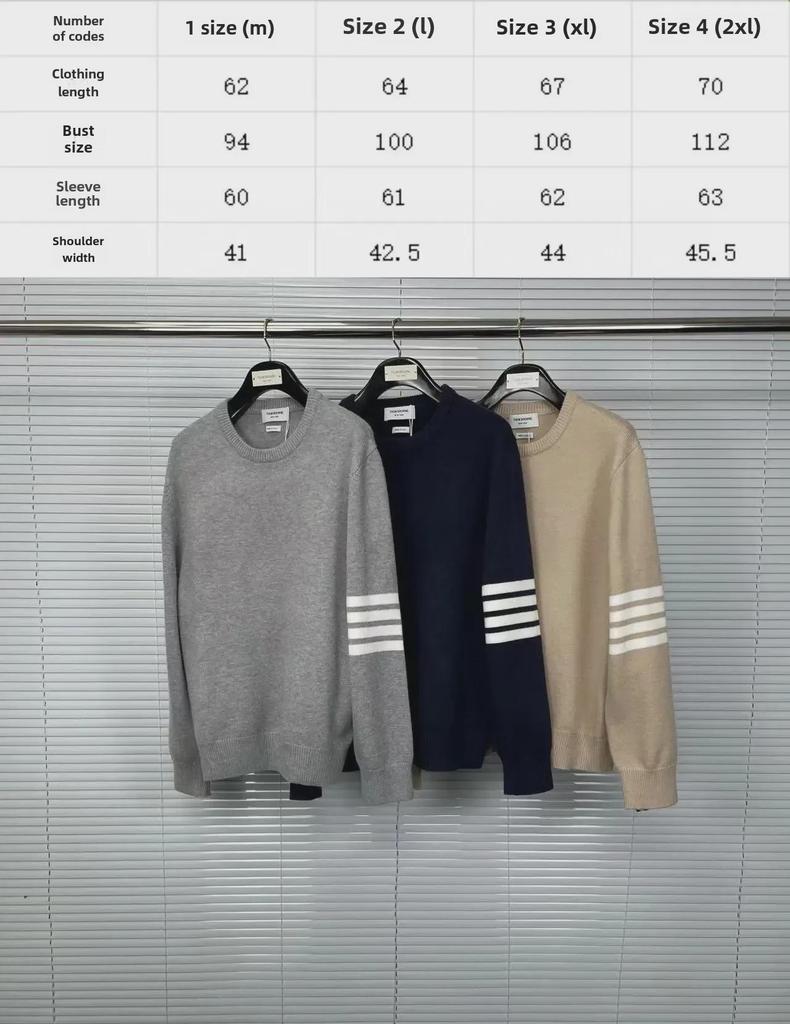 Унисекс TB Tom Wool Sweater - Новая коллекция осень/зима, плотный, теплый и удобный повседневный свитер с круглым вырезом