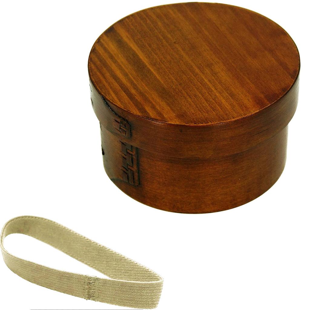 Osaka Choseido Magewappa Bento Box, Round, Single Tier, Lunch Band, Bonus Included, Small, 450cc, Beige Band