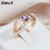Kinel Luxury Rose Gold Color Rings With Purple Zircon Vintage Jewelry