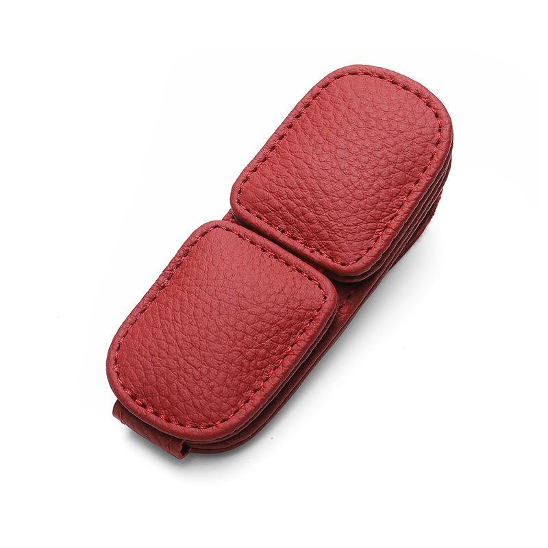 Кожаный держатель для солнцезащитных очков с двумя зажимами, универсальный держатель для карточек и билетов в салоне автомобиля, портативный органайзер для солнцезащитного козырька, автомобильные аксессуары