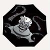Disney Ursula,Octopus,Dark Fashion Manual Folding Umbrella - Reinforced Eight Ribs, Automatic Opening and Closing, Lightweight, Ssuitable Fo