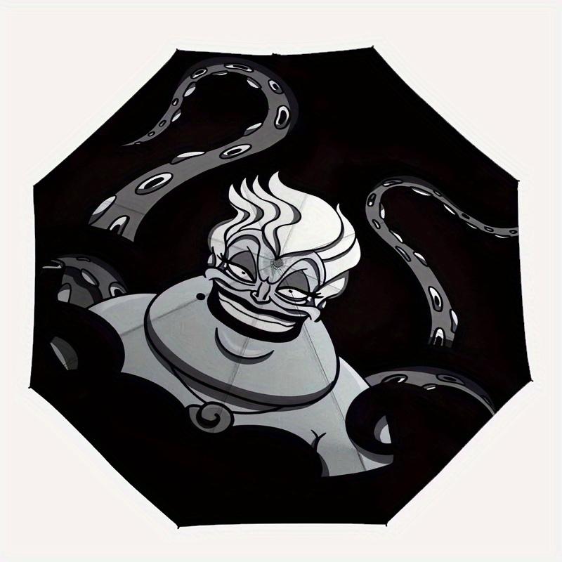 Disney Ursula,Octopus,Dark Fashion Manual Folding Umbrella - Reinforced Eight Ribs, Automatic Opening and Closing, Lightweight, Ssuitable Fo