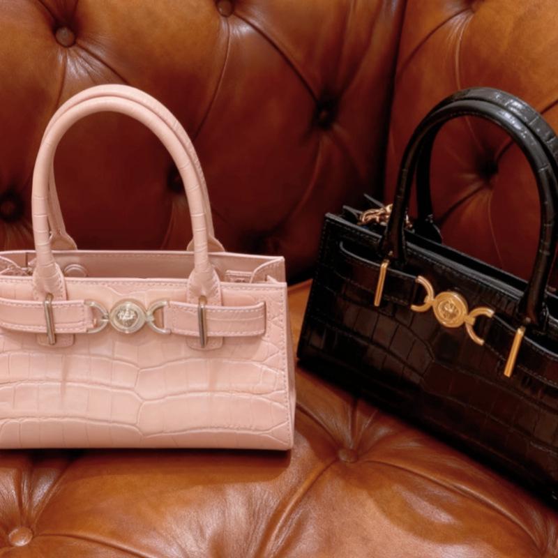 Сумка-тоут и сумка через плечо из натуральной кожи с тиснением под крокодила в стиле Чжао Лусы