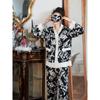 Black Rose Style Simple Pajamas Women's Spring and Autumn Suit Silk Long-sleeved Trousers Two-piece Thin Home Clothes Suit