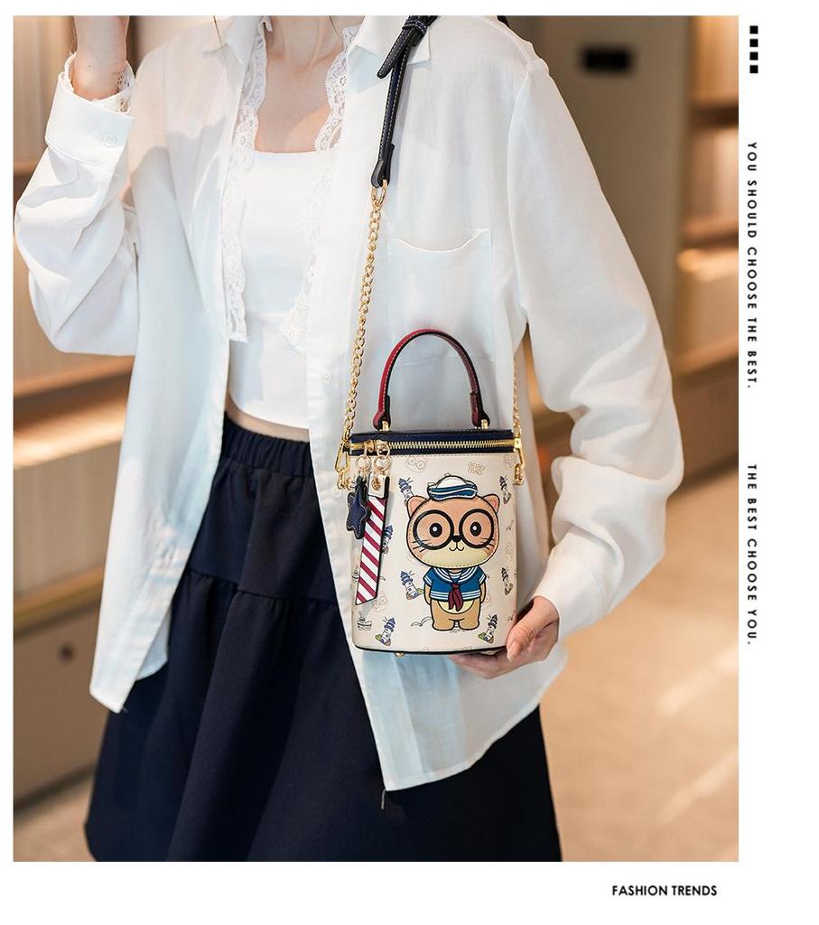 New Cartoon Design Cylinder Crossbody Shopping Bag