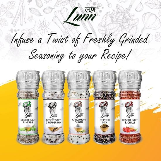 LUNN Natural Fine Grain Desert (Rajasthani) Salt | 300 Sachets (5 Gm Each) | Rich in Mineral | No Preservatives | No GMO