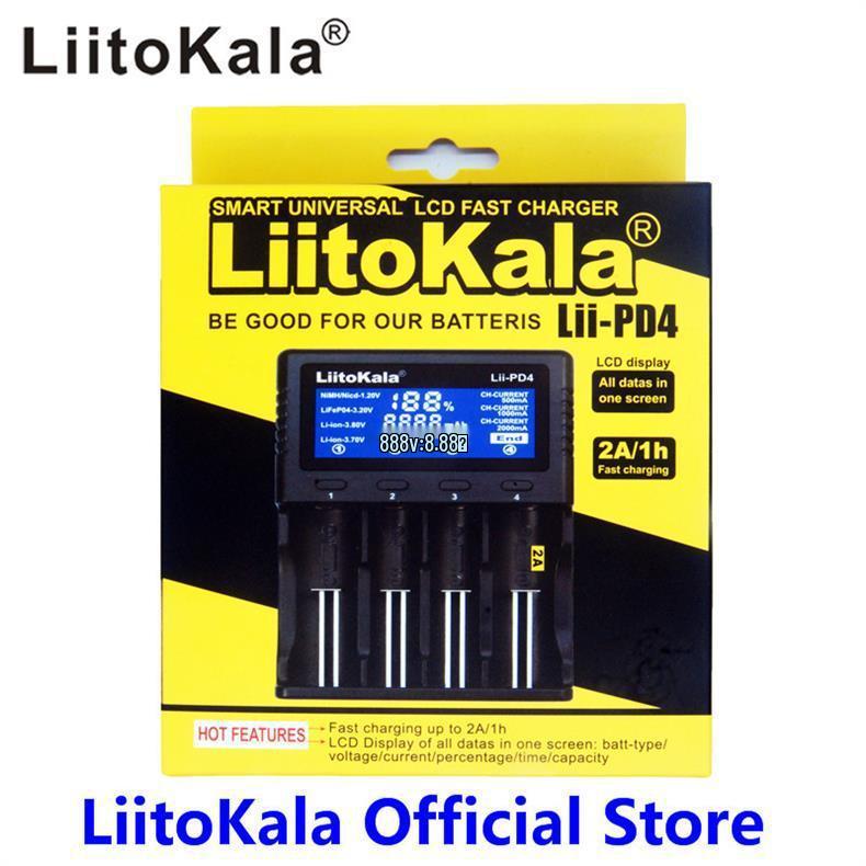 LiitoKala Lii-PD4 LCD Зарядное устройство для литиевых аккумуляторов для 18650, 26650, 21700