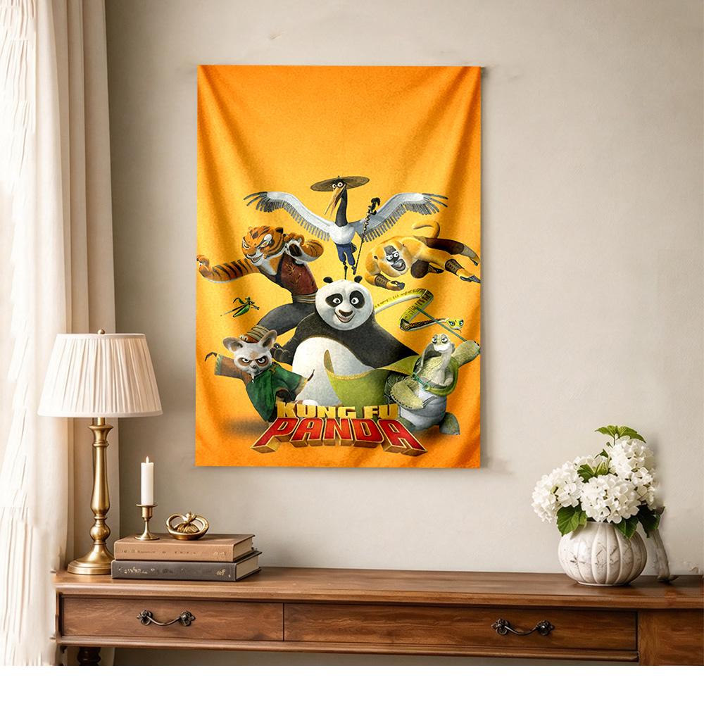Kung Fu Panda Aesthetic Tapestry Retro Boho Designed For Reading Corner Dorm Wall Studio Wall Indoor Exotic Pattern Gift For Birthday