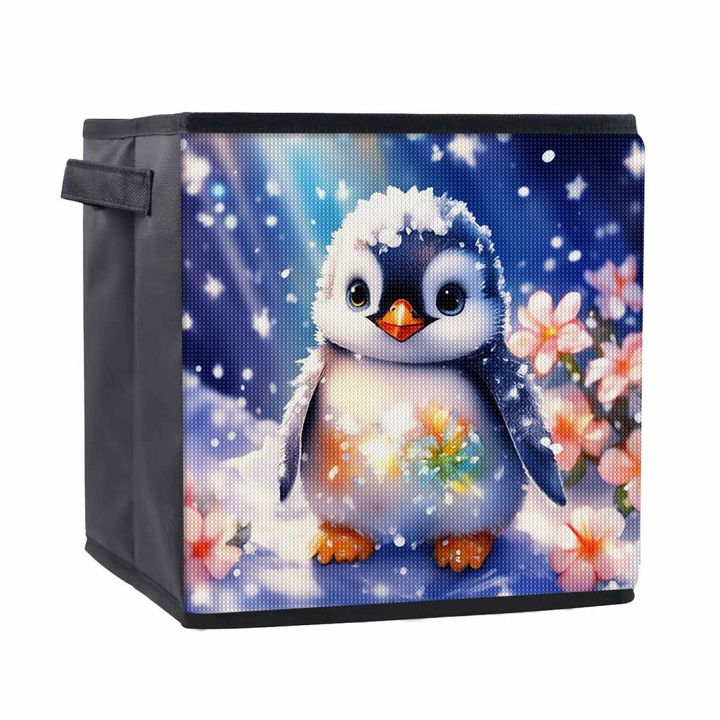 Penguins and Flowers 5D Diamond Painting Storage Basket Full Round Drill Mosaic Diamond Embroidery Cross Stitch Kits Home Decor Home Decor