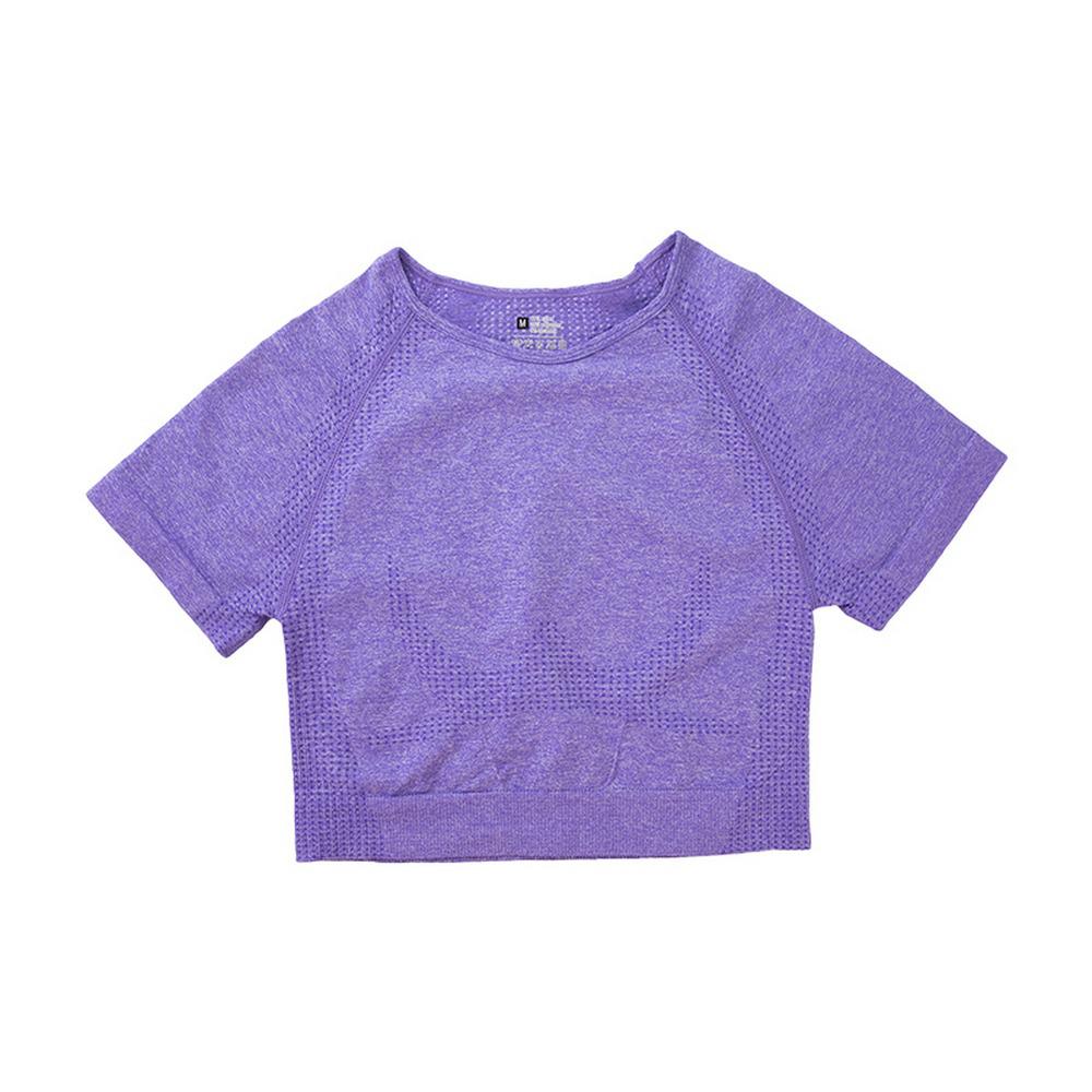 Женский бесшовный костюм для йоги с коротким рукавом - Влагоотводящая, быстросохнущая фитнес-футболка