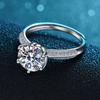Half Of The Country Ring Women'S Fashion Luxury Imitation Diamond Open Ring 925 Silver 2 Carat Six-Claw Diamond Ring