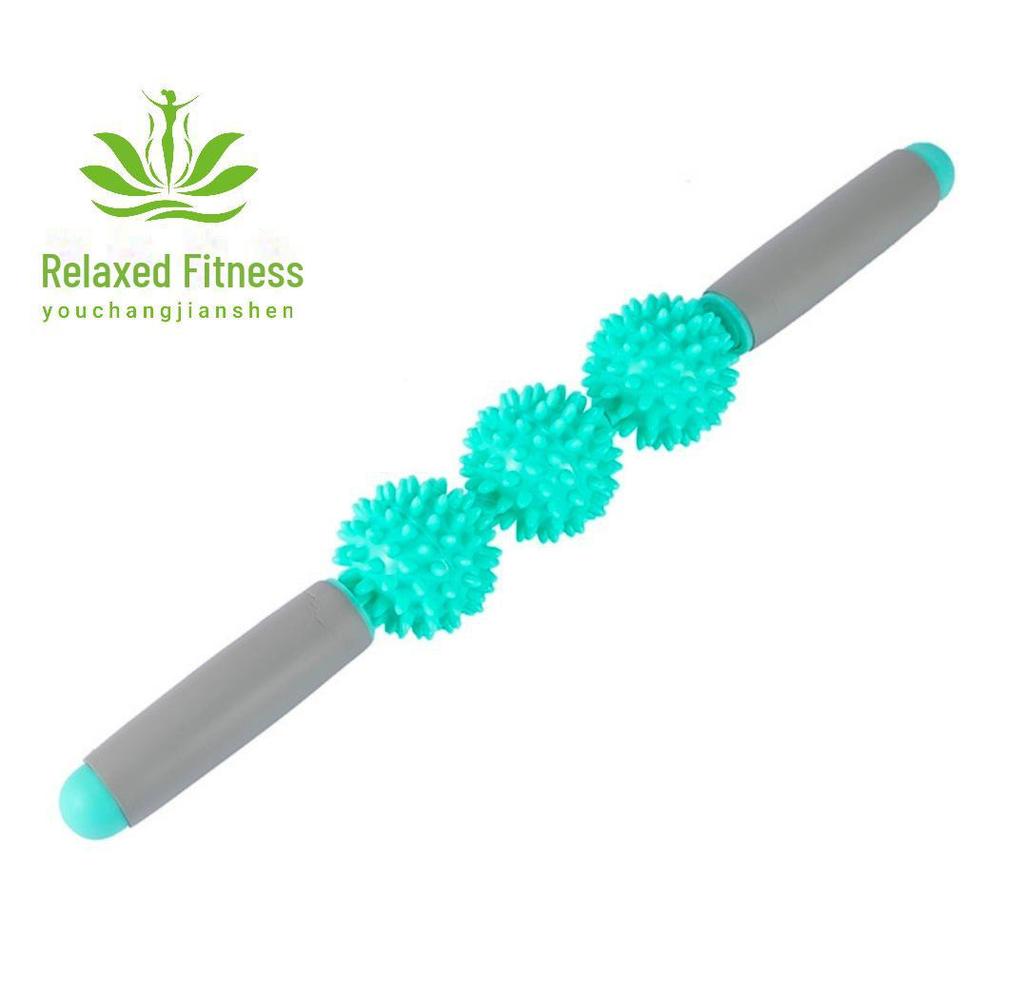 Массажный ролик «Ежик»: Йога-фитнес-палка с шипами для расслабления мышц (Варианты с 3 или 5 мячами)