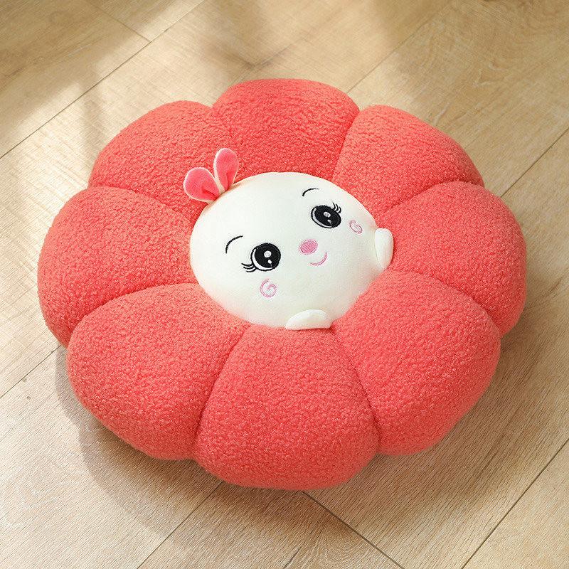 Plush Teddy Toy Animal Cushion Embroidered Design Children Room Nook Reading