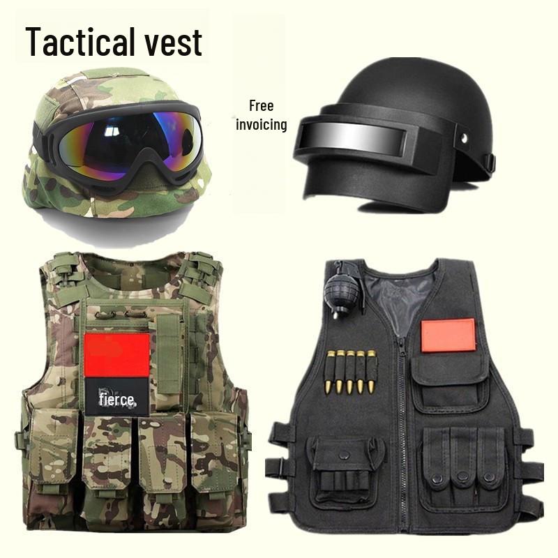 Детский тактический камуфляжный жилет - военная форма с принтом тигровых полос COS Gear.