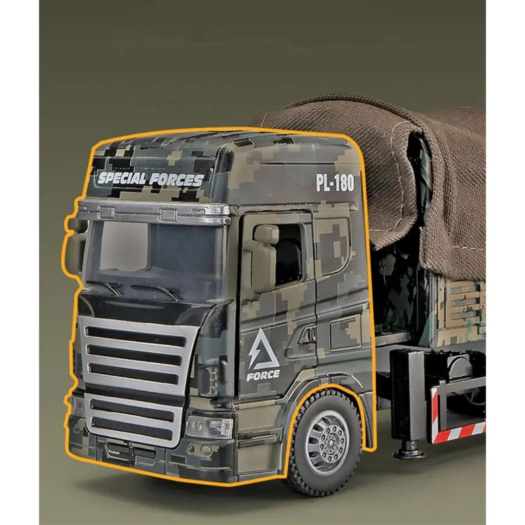 Alloy Tactical Truck Armored Car Model Metal Military Personnel Carrier Transport Vehicles Model Sound and Light Kids Toys Gifts