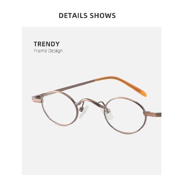 Retro Small Lenses Suitable for Large Face Metal Reading Glasses Unisex Blue Light Blocking Lens Prescription Glasses Customzied