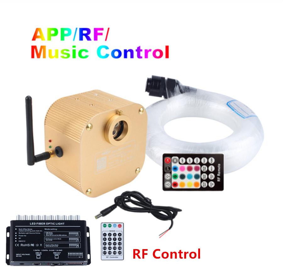 Car 16W RGBW Rotating Twinkle Smart Bluetooth APP /RF Music Volice Control Fiber Optic Star Ceiling Kit